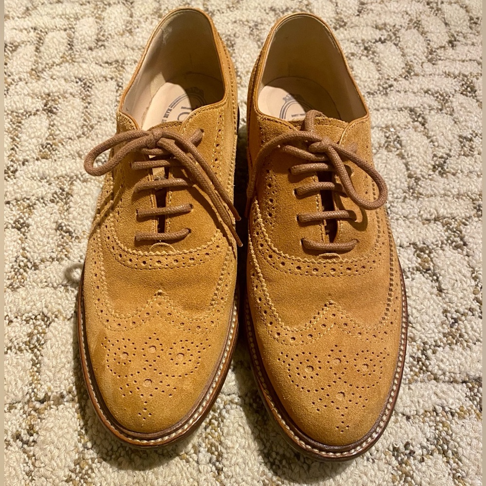 Tan Suede Brogue Oxford Shoes